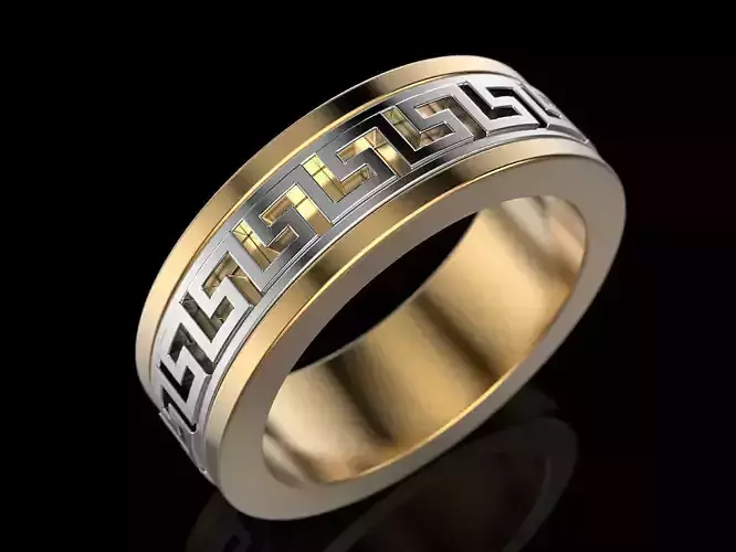 Ring with Greek ornament 3D print model