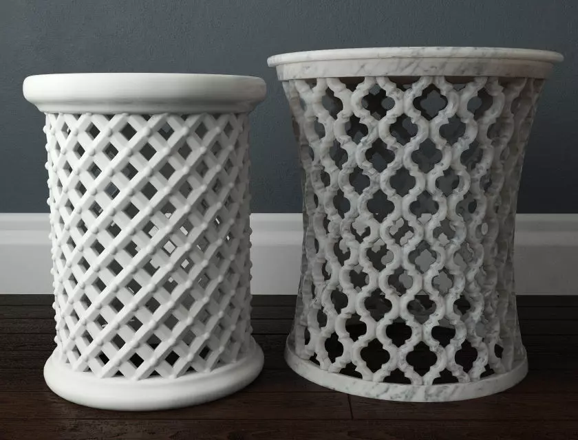 Side Table and Garden Stool 3D model_0