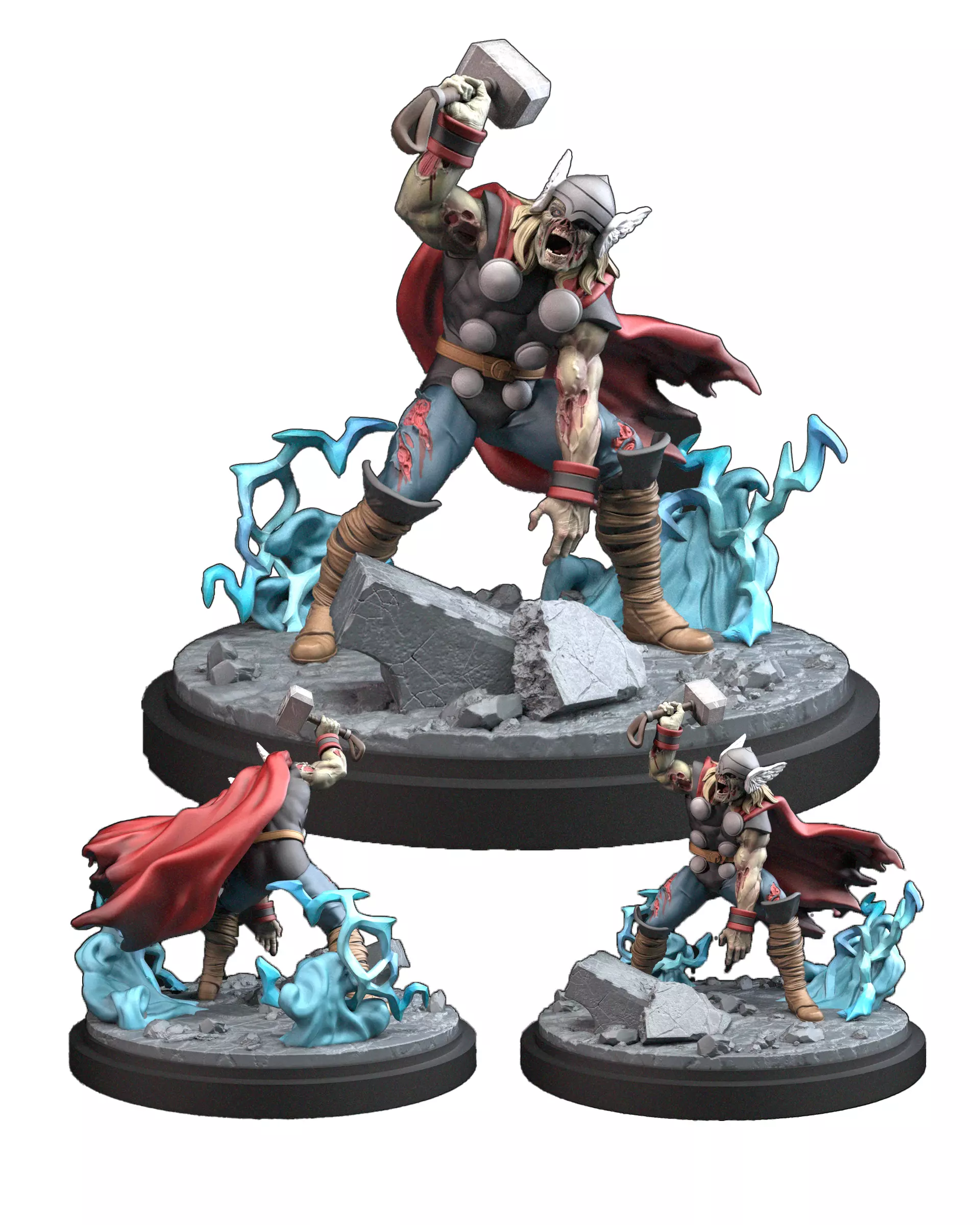 Zombie Thor 3D Print STL Miniature RPG 3D print model