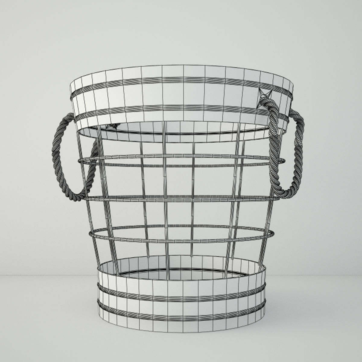 Wireframe Basket Set 3D model_4