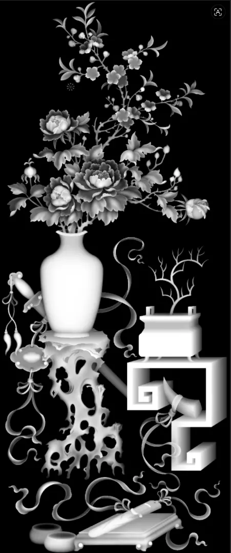 Traditional Chinese Bogu Vase Relief Carving Texture 3D print model