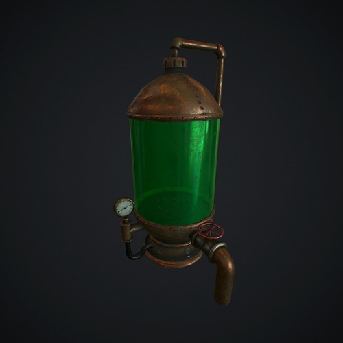 Steampunk boiler animated pbr Low-poly 3D model