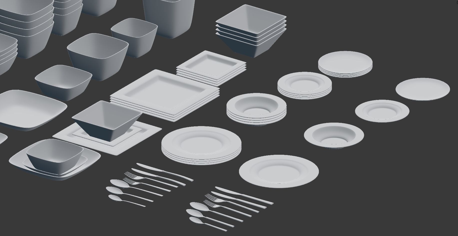 Large Tableware Collection 3D model_32