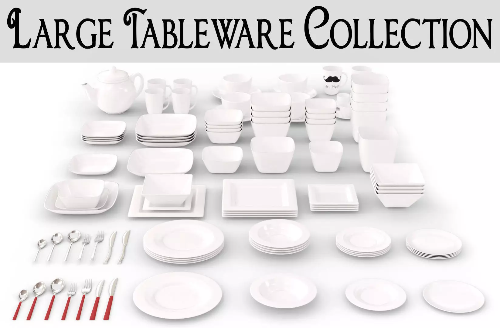 Large Tableware Collection 3D model_0