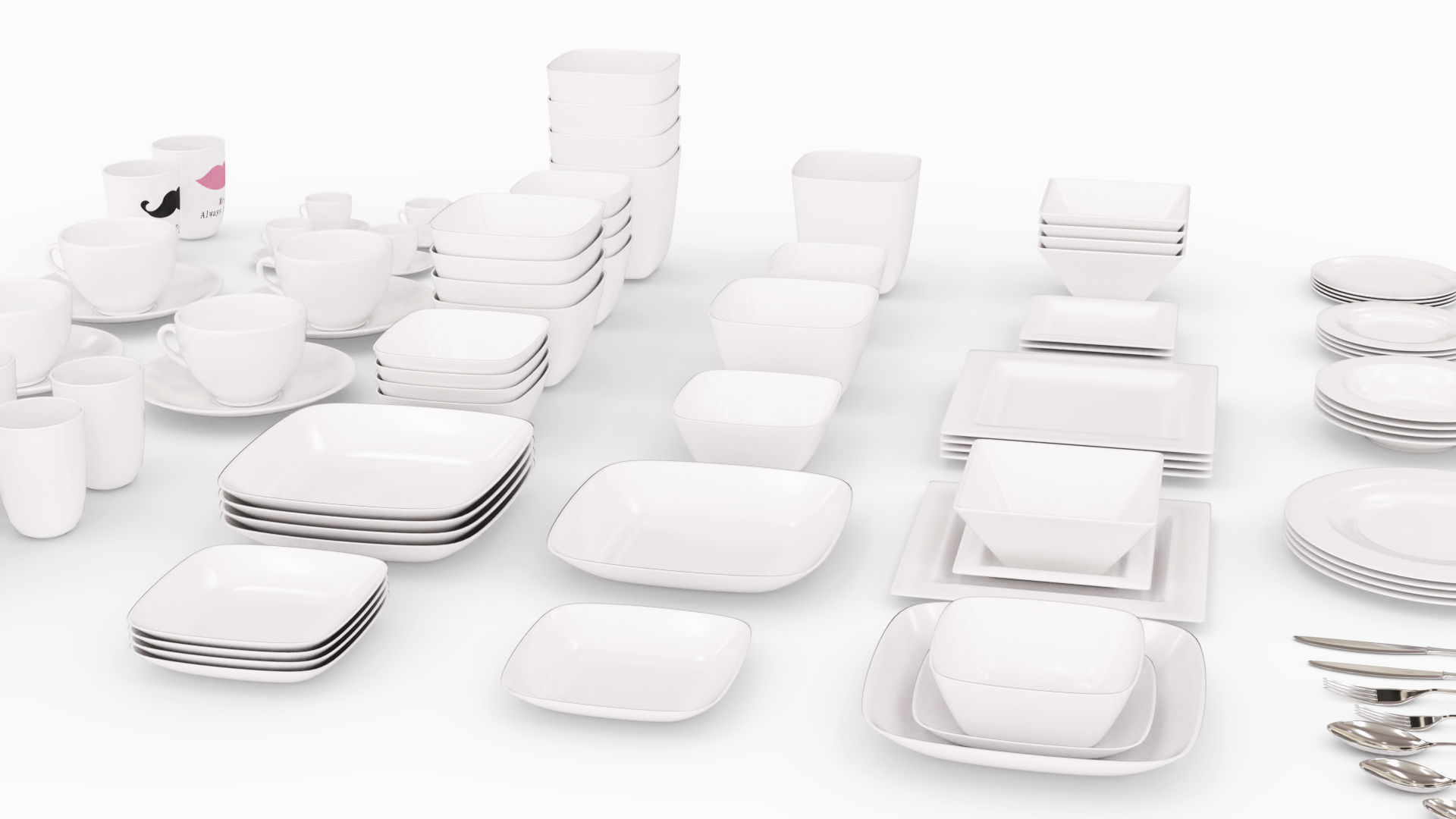 Large Tableware Collection 3D model_3