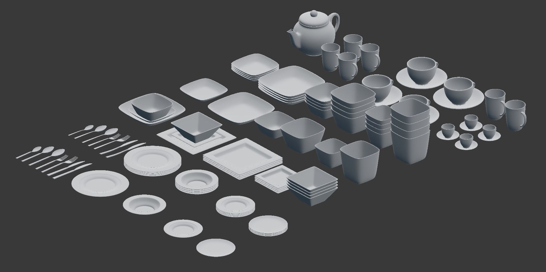 Large Tableware Collection 3D model_30