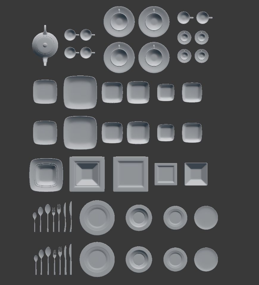 Large Tableware Collection 3D model_28