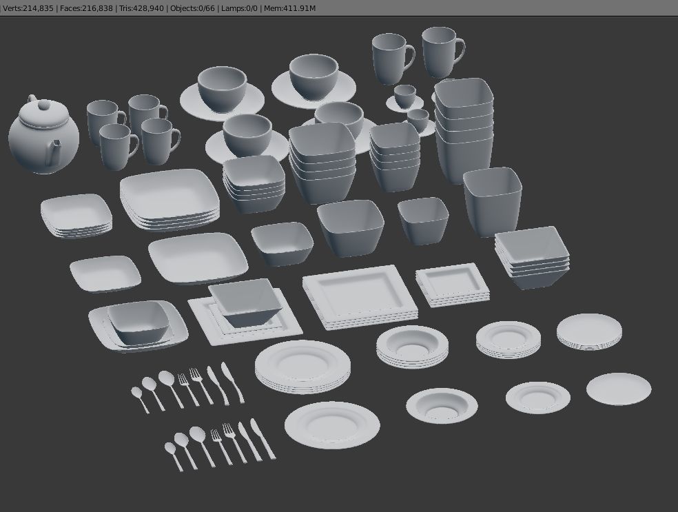 Large Tableware Collection 3D model_40