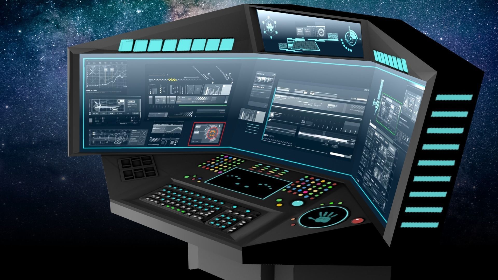 3D model Sci fi Space Ship Corner Terminal Computer - Game-Ready VR ...