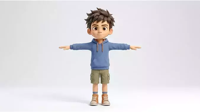 Stylized Cartoon Boy Character  Rigged Animated