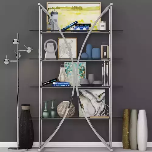Set - 3 modern glass bookcase