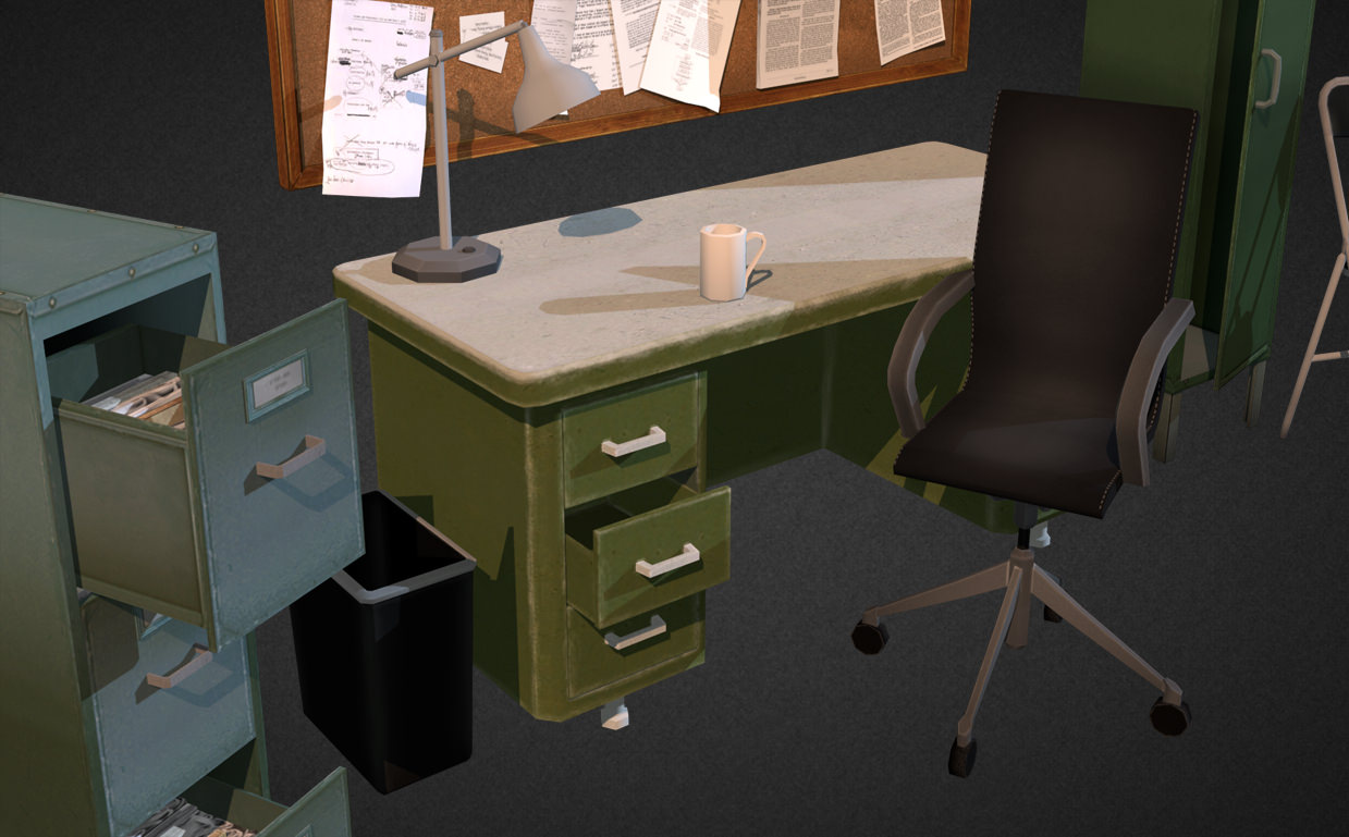 Office Interior Props Low-poly 3D model_2