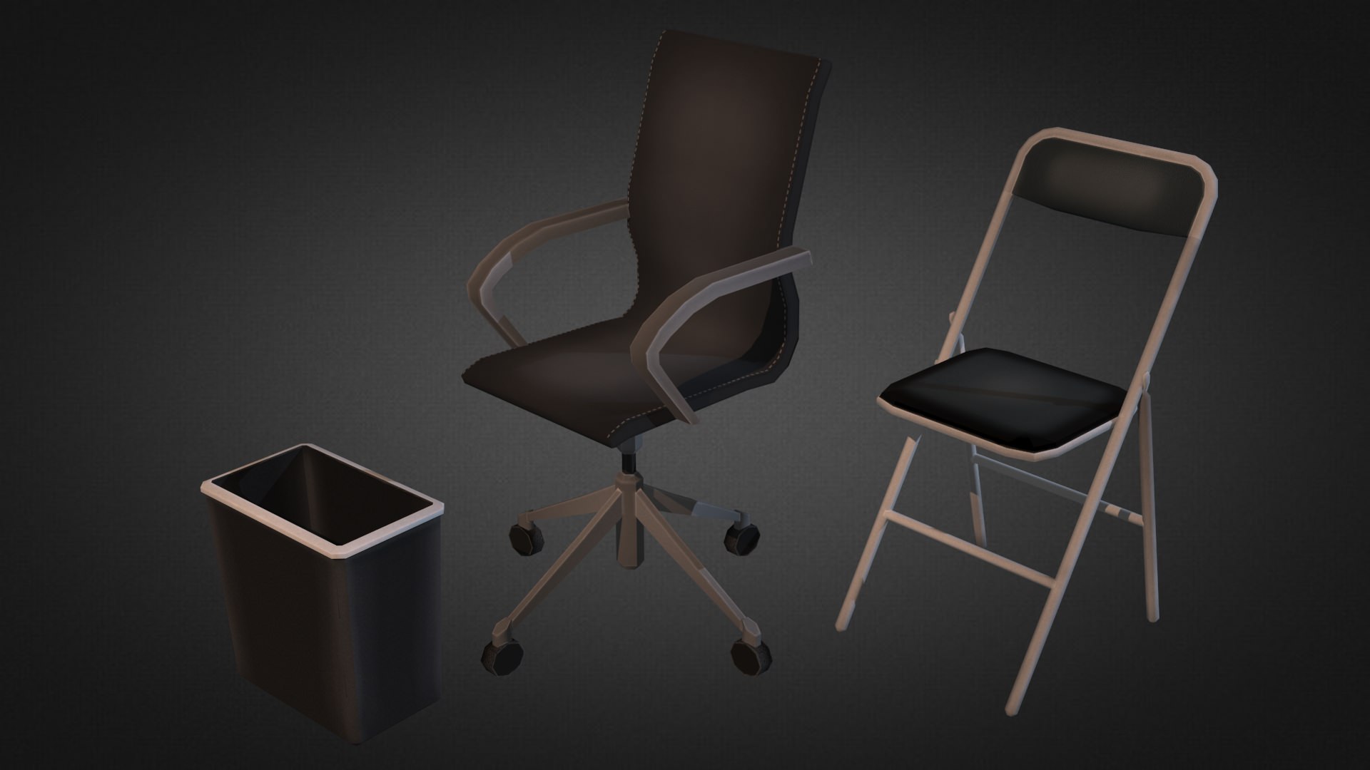 Office Interior Props Low-poly 3D model_3