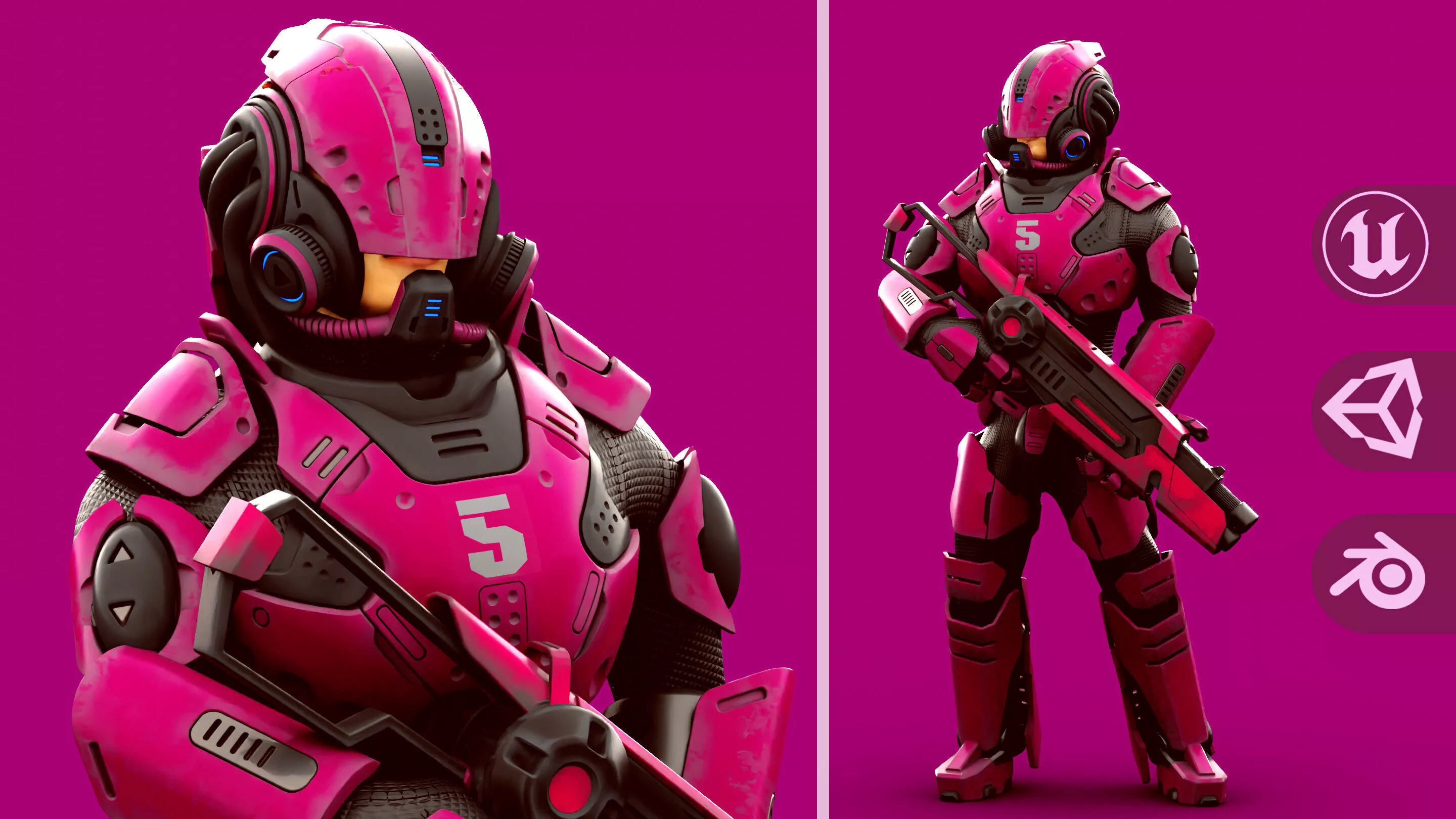 CYBORG SOLDIER RX-1000 Rigged Unreal Engine - Unity - MIXAMO Free 3D model