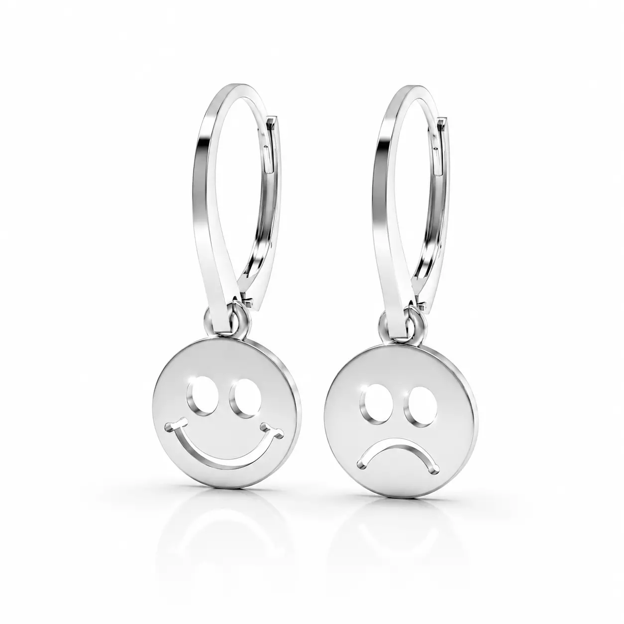 Smiley Good and Bad Mood Lever Back Emoji Earrings 3D print model