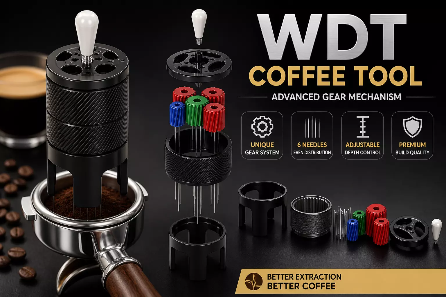 WDT Coffee Distribution Tool Espresso Needle Distributor 3D print model