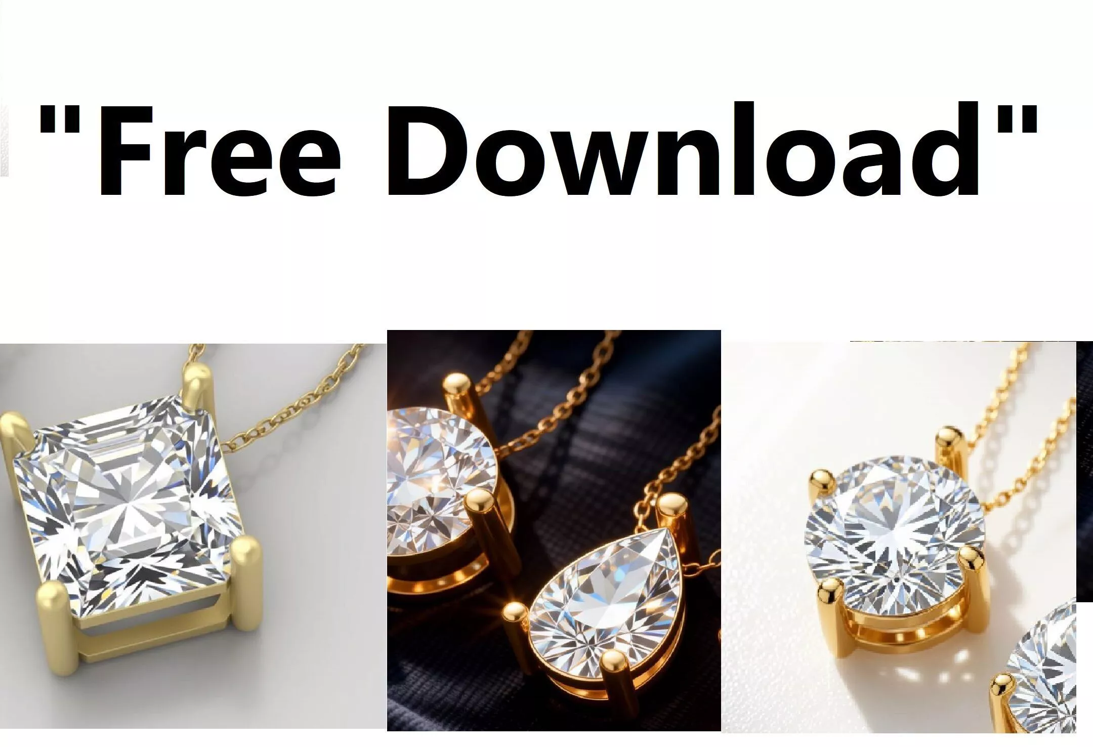 FREE Sample Professional 3Cuts of Diamond Pendant Settings Pack Free 3D print model