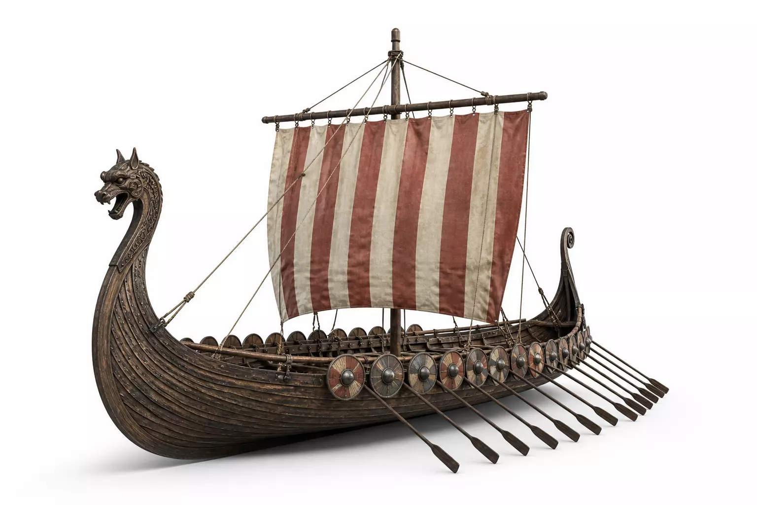 Viking Boat Wooden Longship 3D model