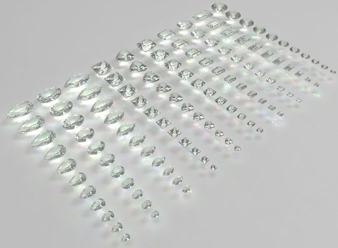 Standard diamond of different cut 3D model