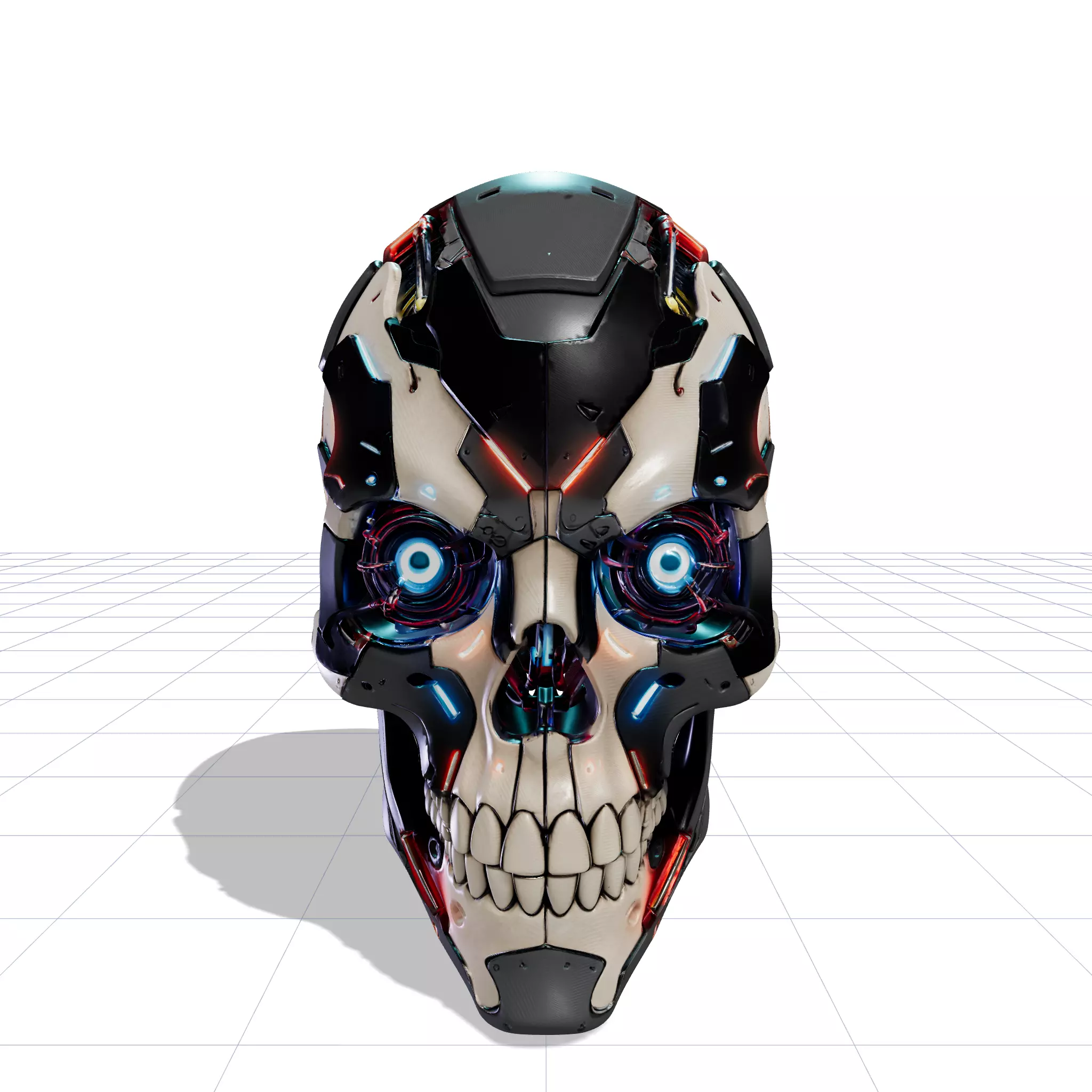 Futuristic Cyborg Skull Head R1 Low-poly 3D model