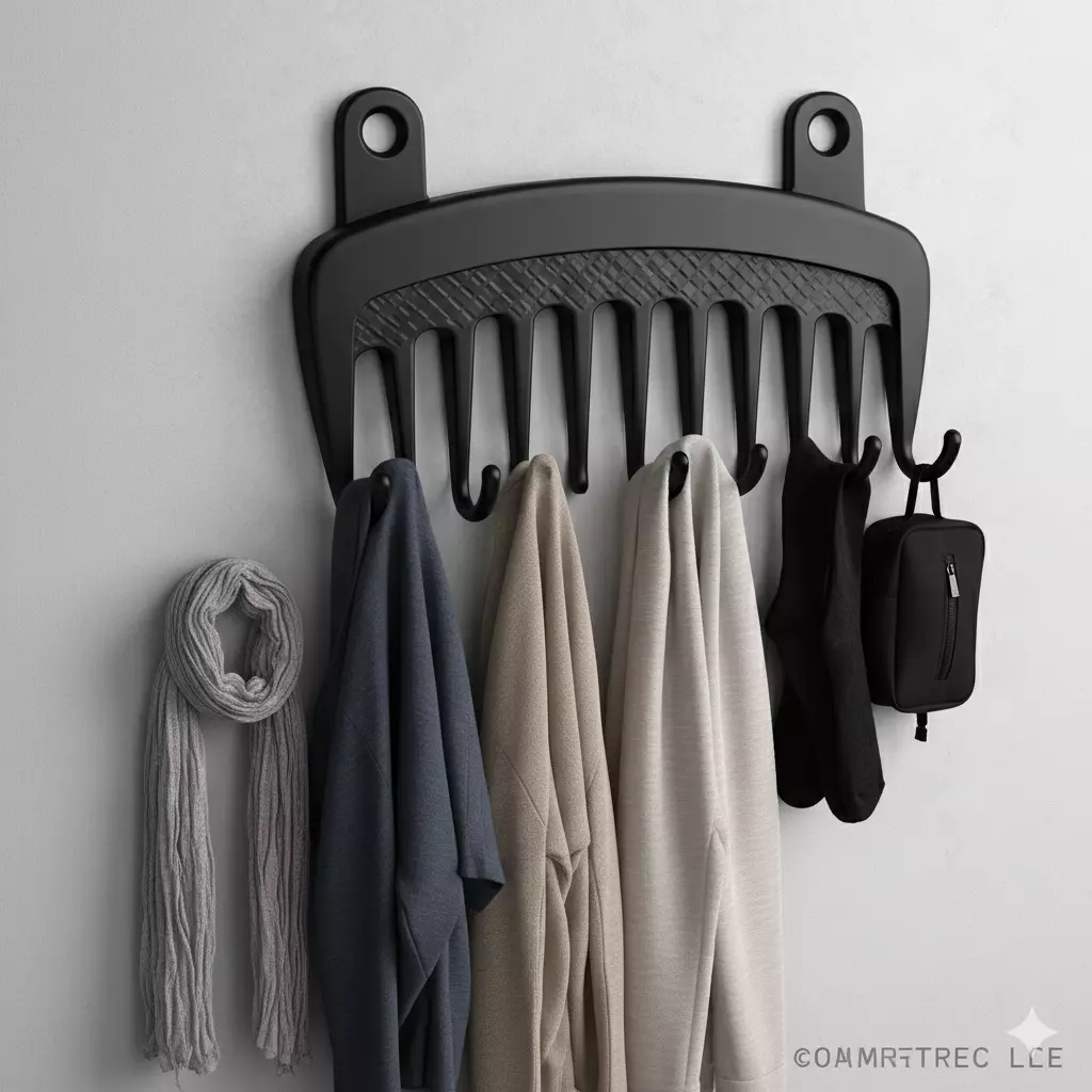 Creative Comb Shaped Wall Mounted Hook Rack 3D print model