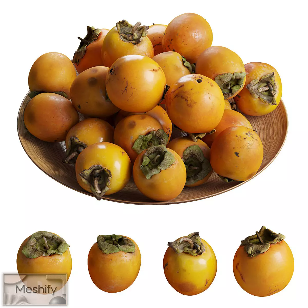 Persimmon Kinglet on a Platter 3D model