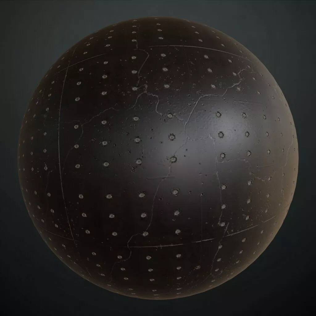 Realistic Cracks Black Concrete Wall PBR Seamless Texture