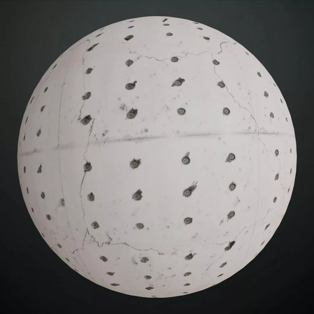 Realistic Cracks White Concrete Wall PBR Seamless Texture