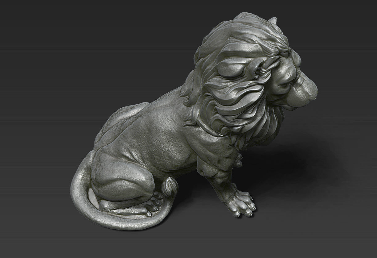 Lion Sculpture 3d print model 2 in 1 3D print model_27