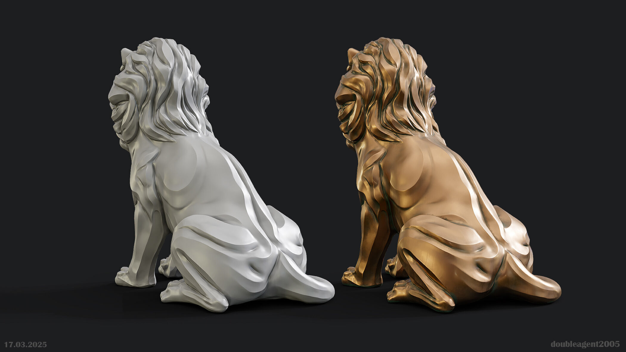 Lion Sculpture 3d print model 2 in 1 3D print model_21