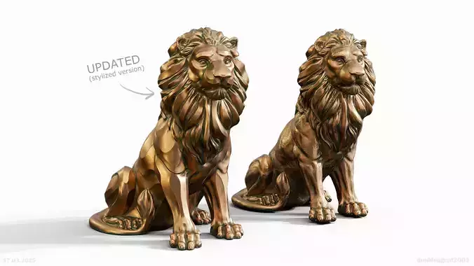 Lion Sculpture 3d print model 2 in 1 3D print model