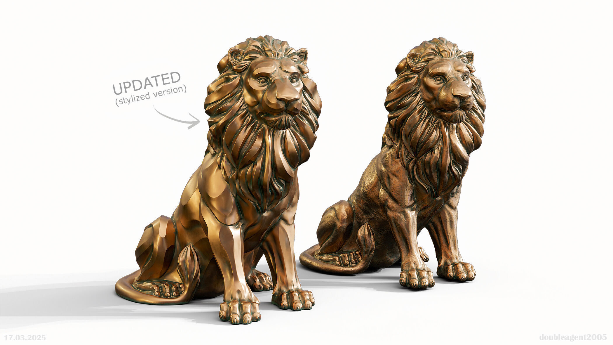 Lion Sculpture 3d print model 2 in 1 3D print model_0