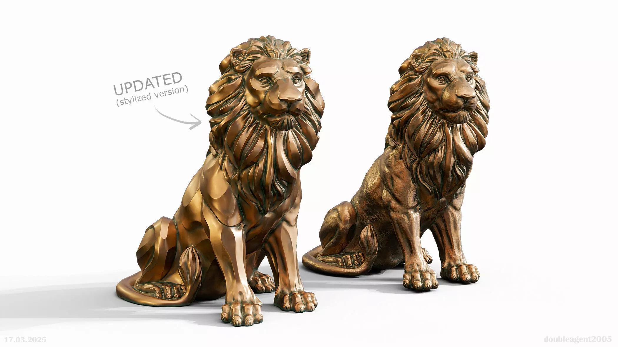 Lion Sculpture 3d print model 2 in 1 3D print model_0