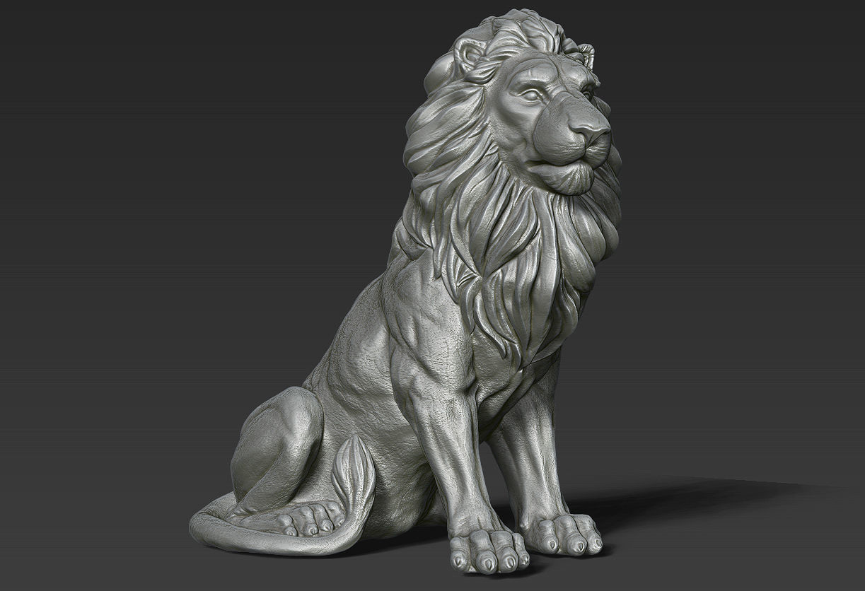 Lion Sculpture 3d print model 2 in 1 3D print model_8