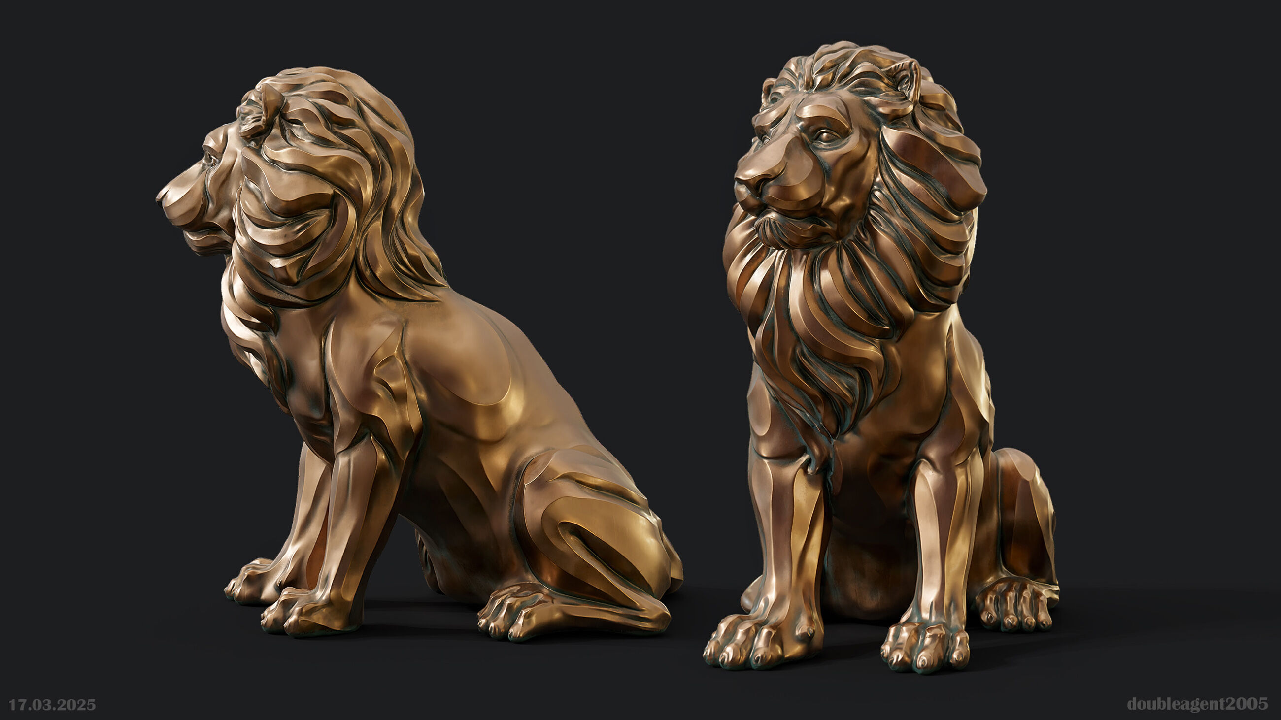 Lion Sculpture 3d print model 2 in 1 3D print model_20