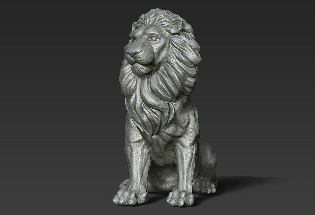 Lion Sculpture 3d print model 2 in 1 3D print model_12