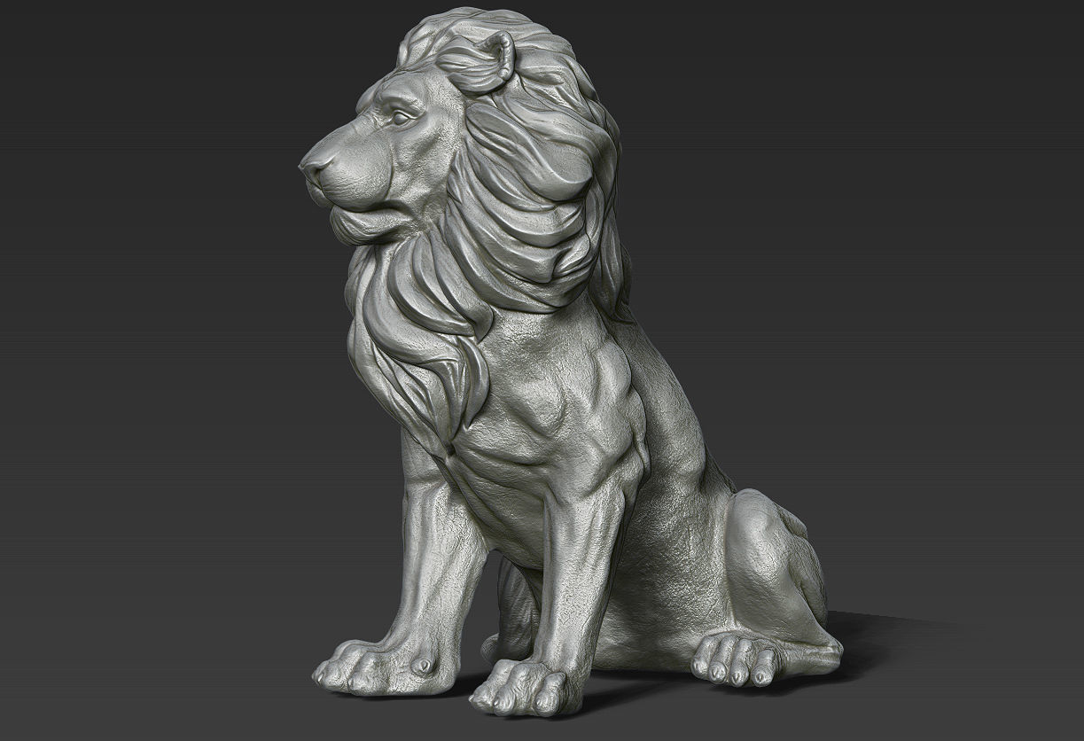 Lion Sculpture 3d print model 2 in 1 3D print model_28