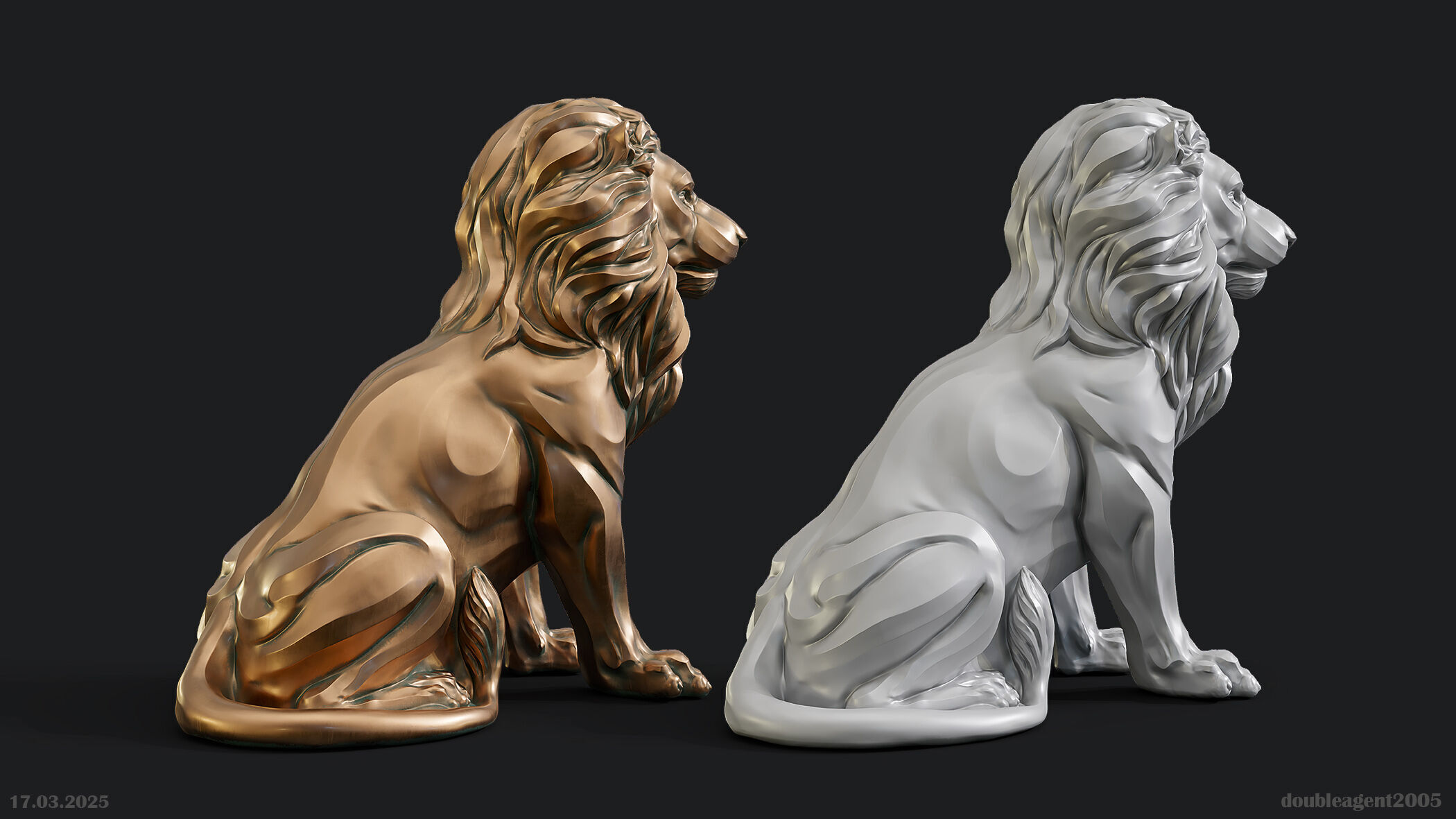 Lion Sculpture 3d print model 2 in 1 3D print model_22