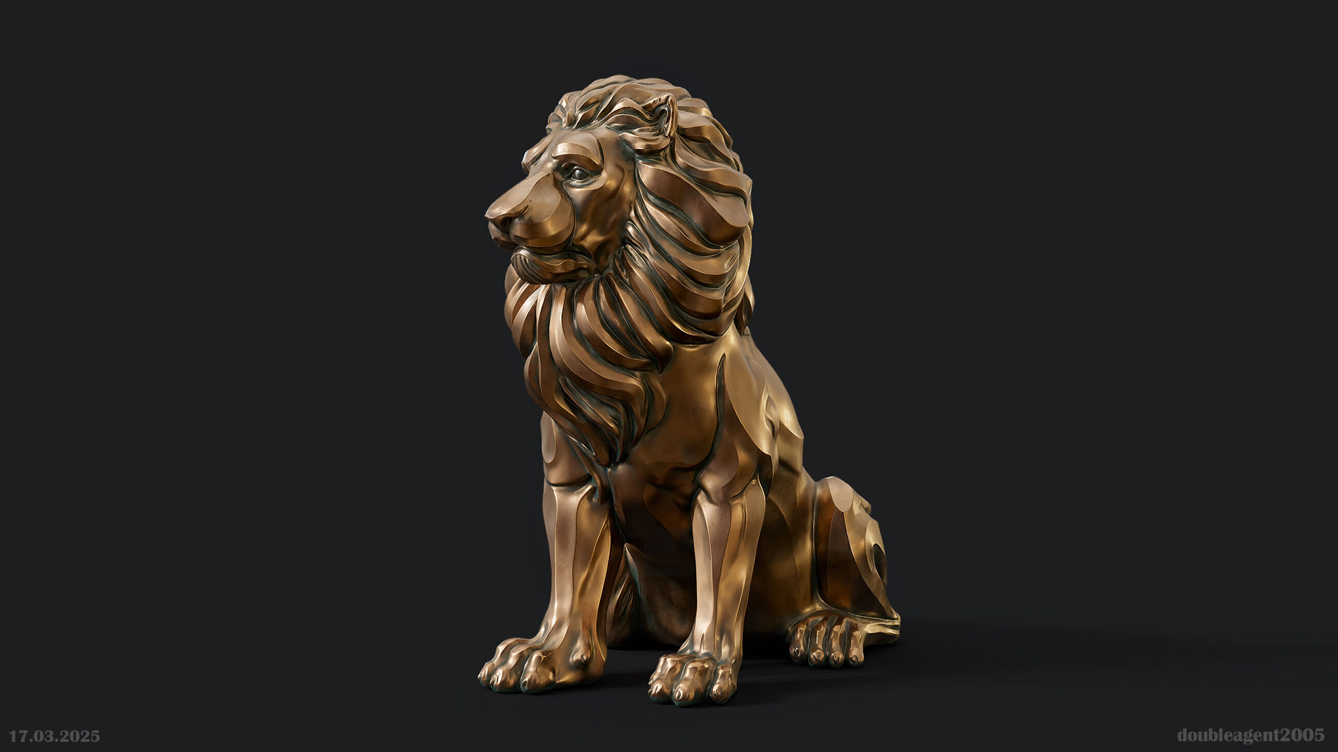 Lion Sculpture 3d print model 2 in 1 3D print model_47