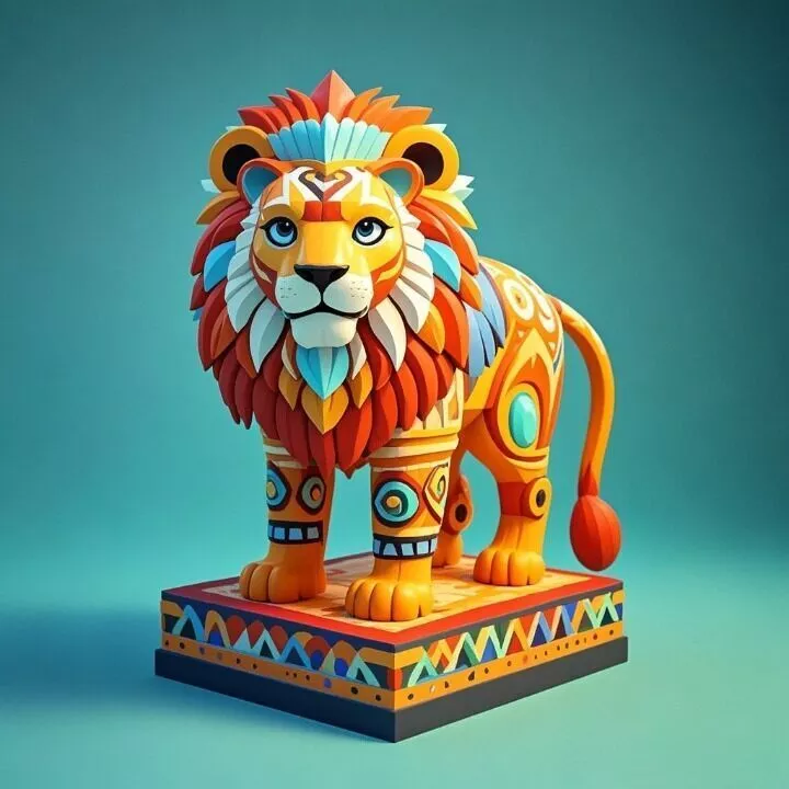 4090 Laughing Lion with Majestic Mane Totem STL DND 3D print model