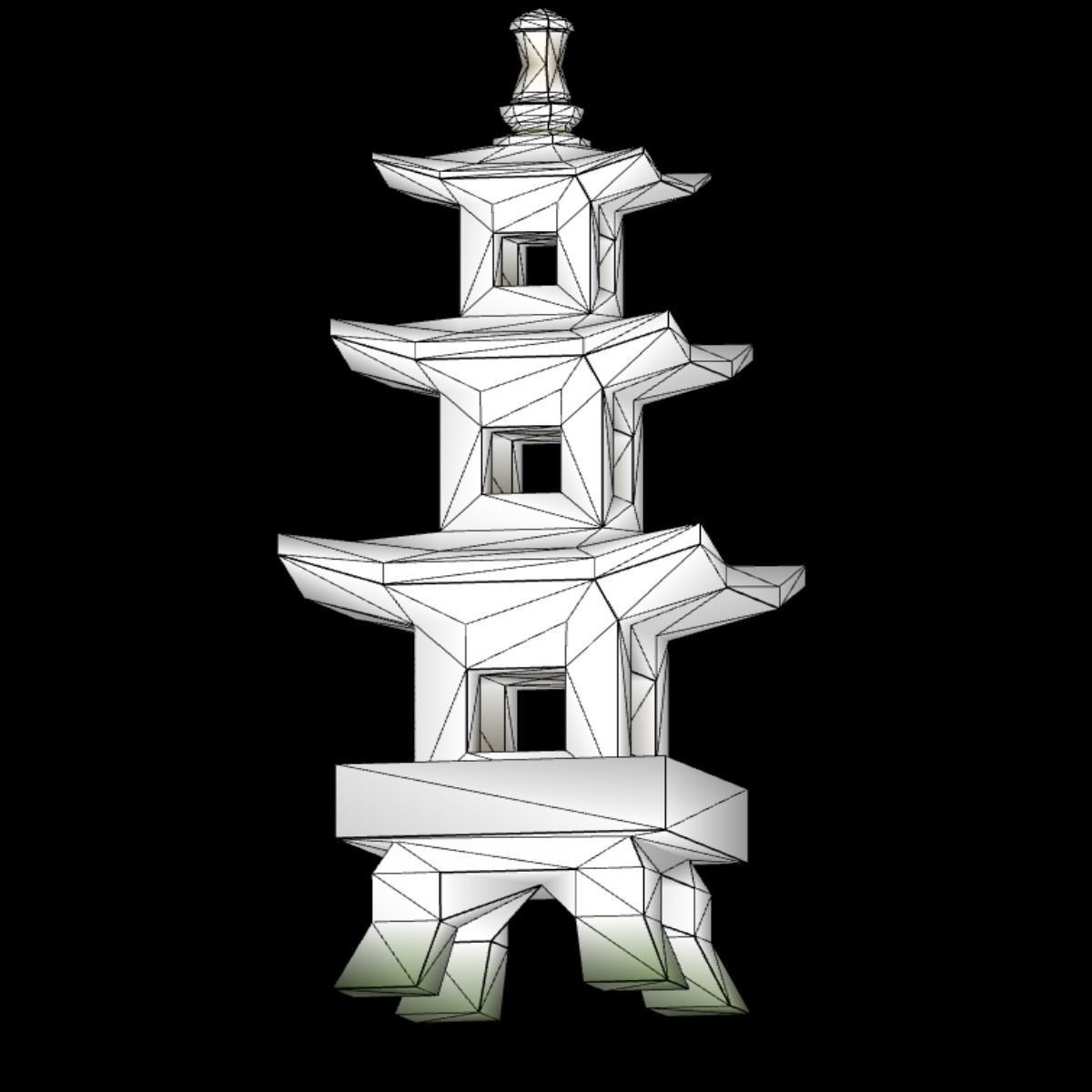 Pagoda chinese Low-poly 3D model_5