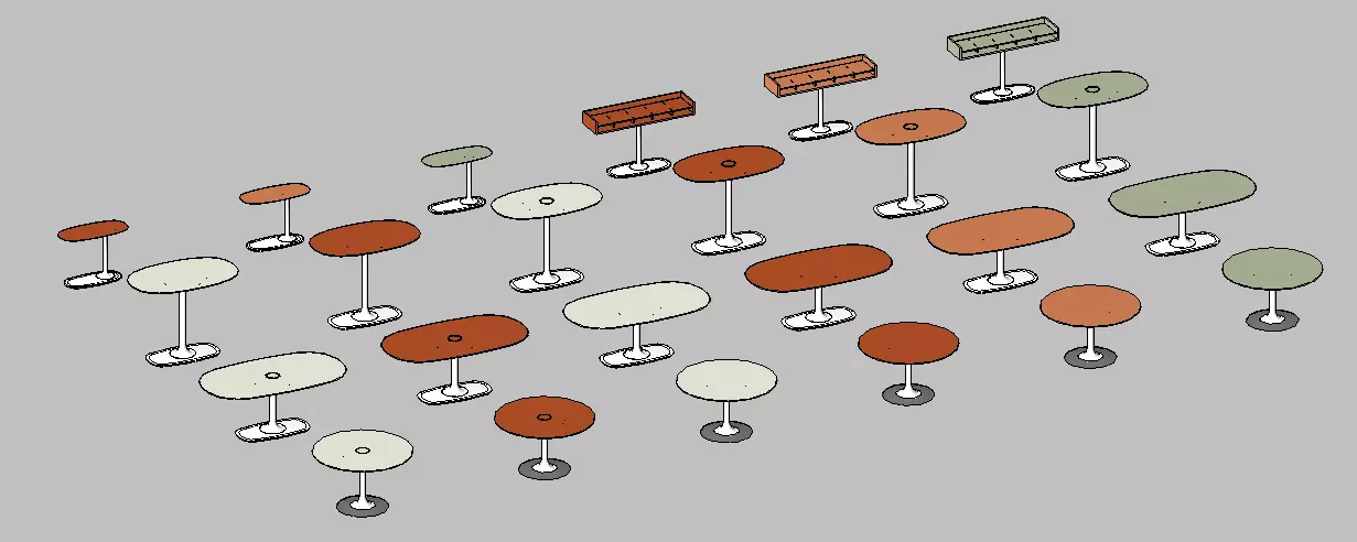 Mid Century Modern Pedestal Table Collection Variations 3D model