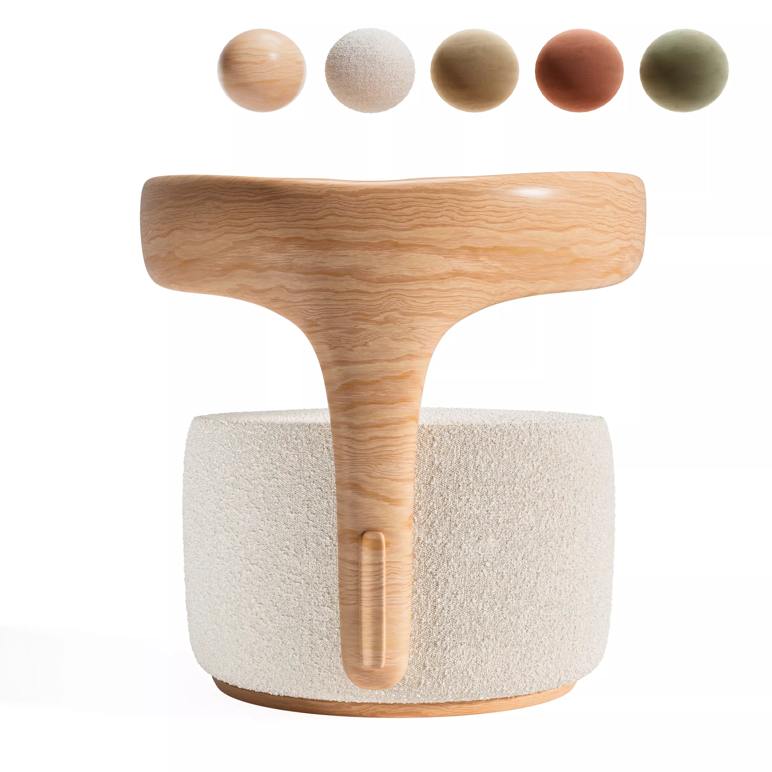 Modern Designer Wooden Armchair with Fabric Seat Low-poly 3D model