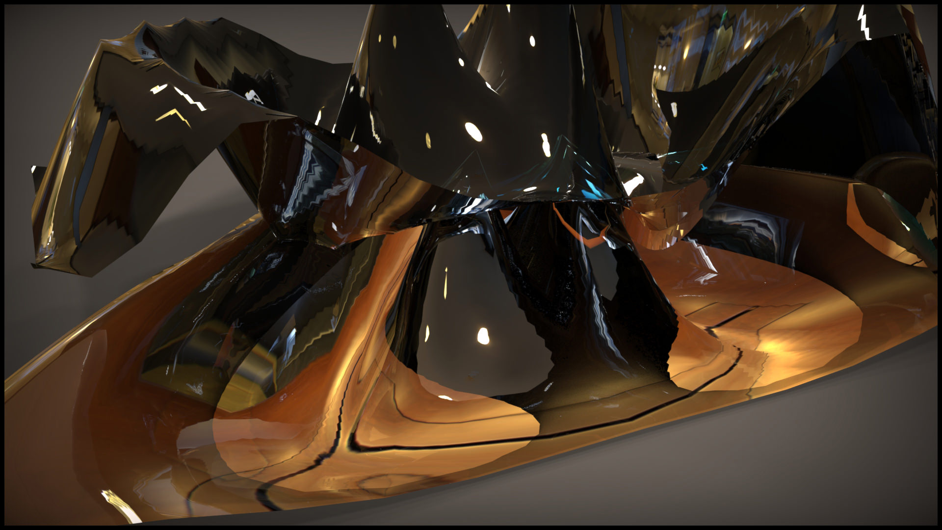 Shining gold piece of art 3D model_1