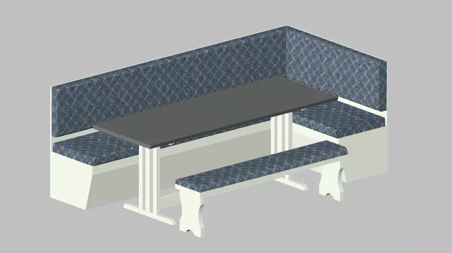 Modern L Shaped Dining Nook Set with Table and Bench 3D model