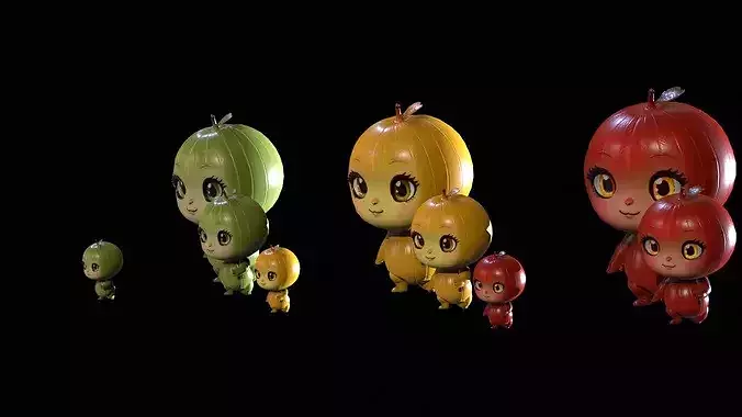 Chibi Fruit  Gooseberry Low-poly 3D model 6