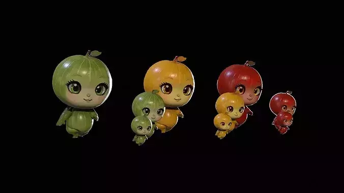 Chibi Fruit  Gooseberry Low-poly 3D model 5