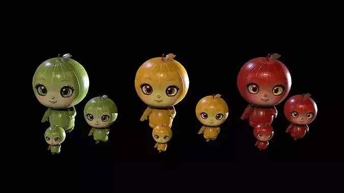 Chibi Fruit  Gooseberry Low-poly 3D model 2