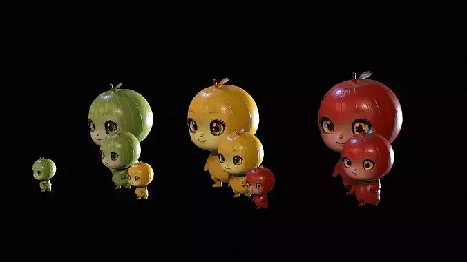 Chibi Fruit  Gooseberry Low-poly 3D model 7