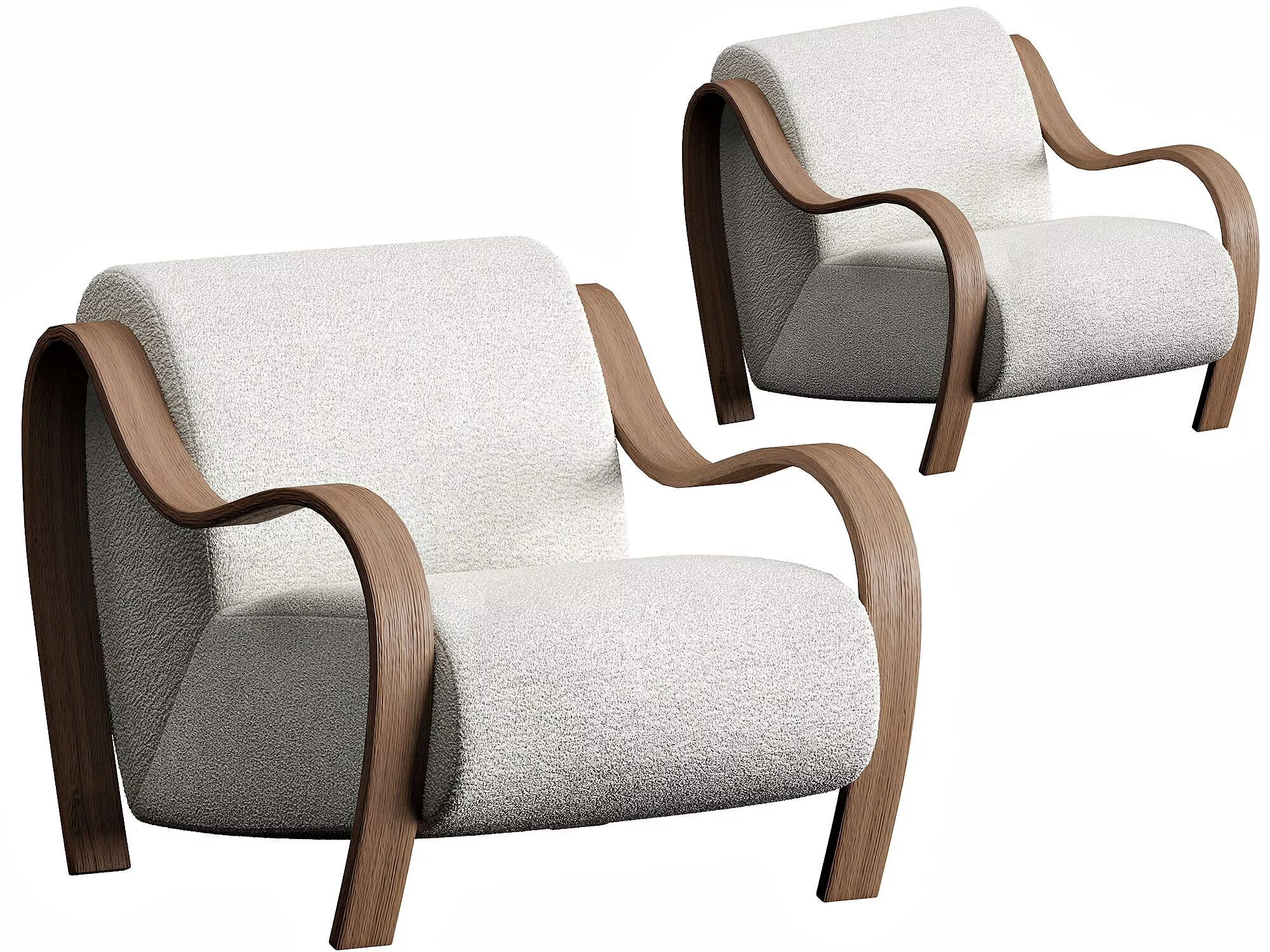 Bisou Wood Accent Chair 3D model